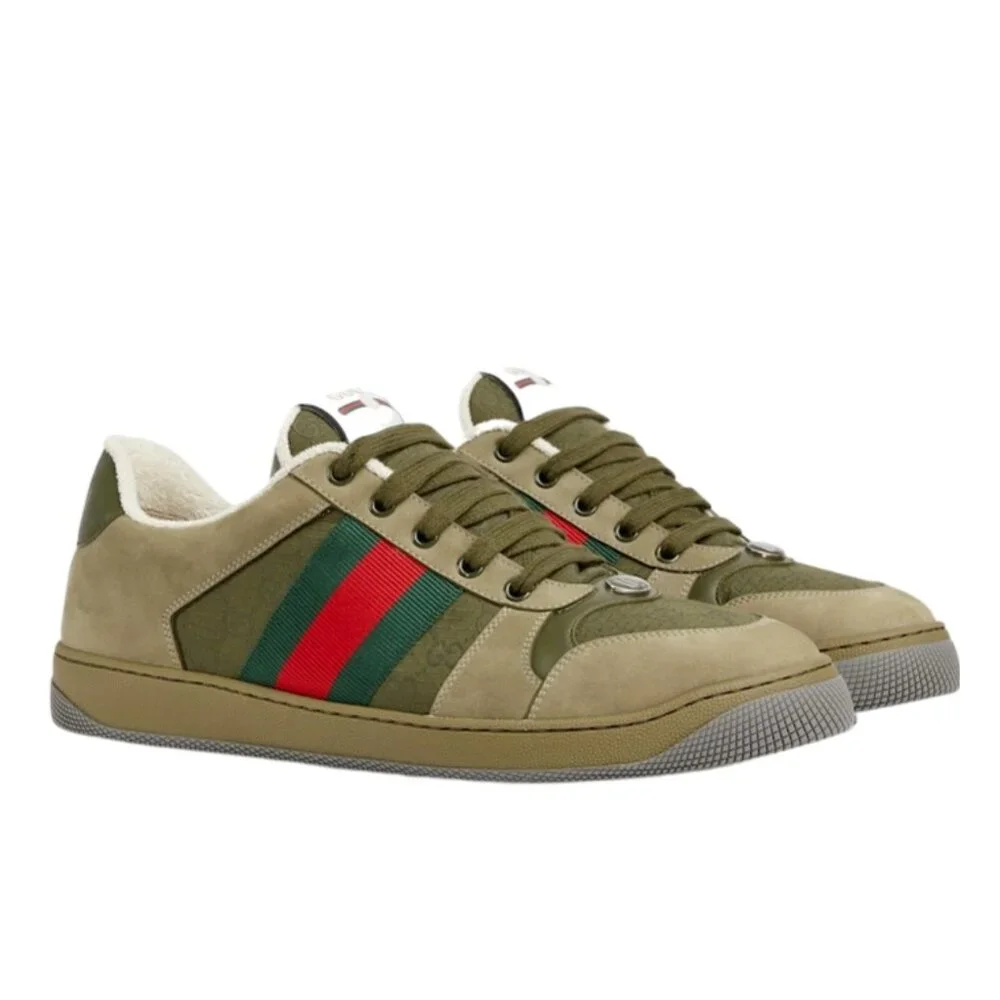 NEW GUCCI Screener Ripstop GG Logo WEB Sneakers Men's G 8.5 / US 9 Authentic